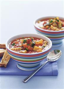 Minestrone in a small bowl