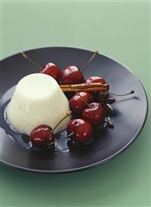 Panna cotta with marinated cherries