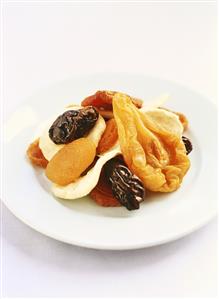 Assorted dried fruits on a plate