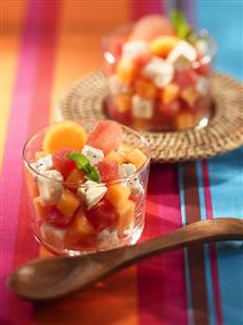 Fruit salad with diced cheese