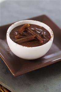 Chocolate mousse in a small bowl