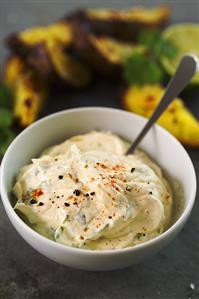 Chili crème fraîche and baked potatoes