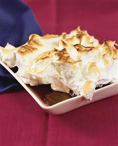 Plum compote with meringue topping