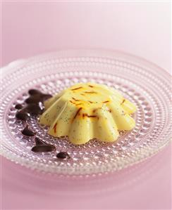 White chocolate pudding with saffron & cardamom