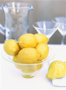 Lemons in a glass bowl