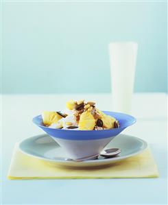 Muesli with yoghurt and pineapple