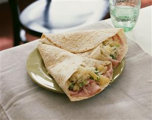 Ham, sauerkraut and pineapple wraps