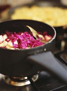 Cooking red cabbage with apple