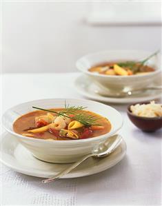 Seafood soup with noodles