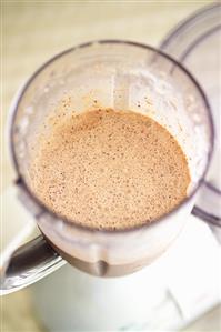 Chocolate shake in blender