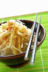 Rice with coconut and papaya