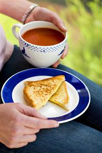 Cheese sandwich and tomato soup