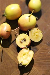 Whole and half crab-apples