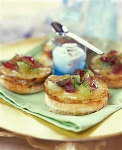 Pineapple and grapes on toast