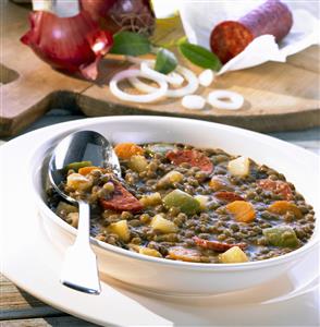 Potaje d lentejas. Spanish lentil stew  (Not available for supermarkets in AT,CH,DE). Receta disponible.