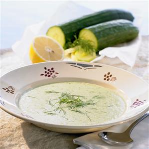 Cold cucumber soup with dill