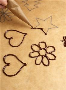 Making chocolate decoration from couverture