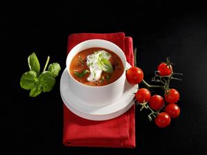 Tomato soup with basil and cream