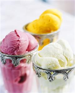 Banana, cherry and mango ice cream