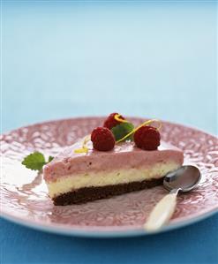 A piece of raspberry and lemon creme cake