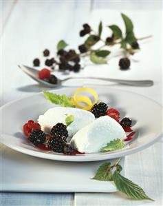 Lemon mousse with fruits of the forest