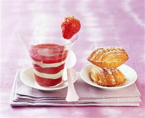 Strawberry and chocolate cream and vanilla madeleines