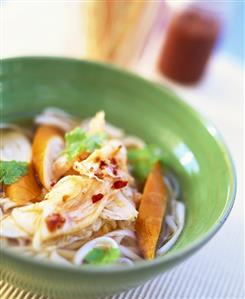 Spicy noodle stew with Schillerlocken & Chinese cabbage