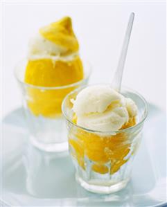 Lemon ice cream in glasses