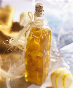 Home-made orange liqueur in the bottle