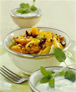 Fruit curry with lentils and spices