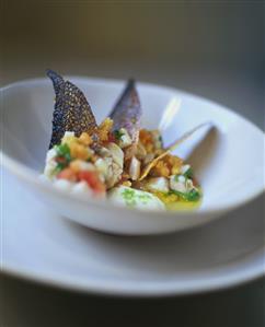 Sea bream salad with croutons