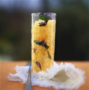 Orange granita with flowers