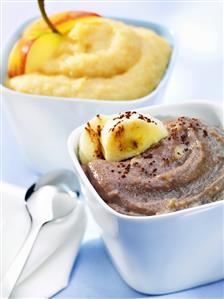 Chocolate and banana puree & baked apple puree