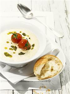 Chilled buffalo mozzarella soup