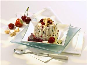 Semifreddo di ricotta (Semi-frozen ricotta dessert with fruit)