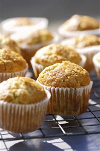 Banana muffins on a cake rack