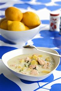 Potato and salmon soup