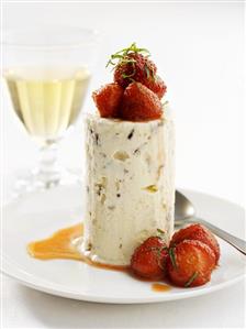 Parfait with marinated strawberries