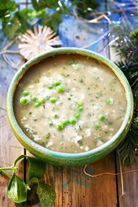 Mushroom soup with peas