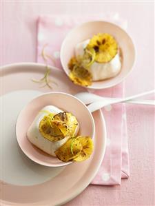 Yoghurt mousse with caramelised pineapple