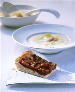 Potato soup with damson cake