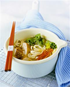 Asian noodle soup with chicken