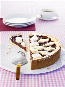 Cherry crostata, pieces taken