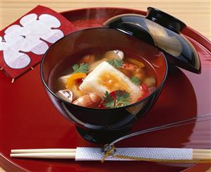 Rice cake in vegetable soup (New Year dish, Japan)