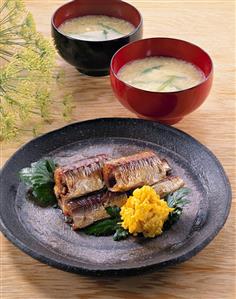 Steamed fish with vegetables and soup (Japan)