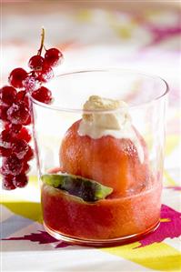 Peach Melba in a glass