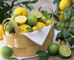 Small basket of lemons and limes