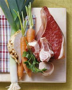 Ingredients for beef stock (beef rump)