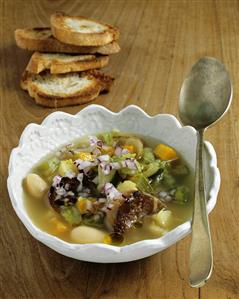 A plate of ribollita (vegetable soup, Tuscany)