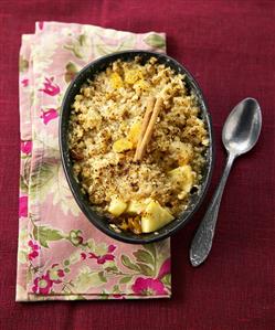 Apple crumble in a baking dish